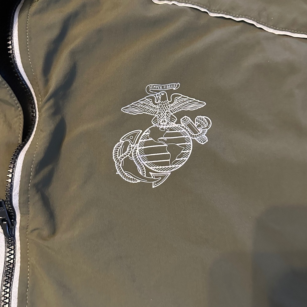 US Marine Corps PT Windbreaker Jacket Mens XL Olive Green Reflective - Picture 10 of 13